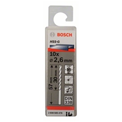 Bosch Metallbohrer HSS-G, DIN 338, 2,6x30x57mm, 10er-Pack Nr. 2608585478