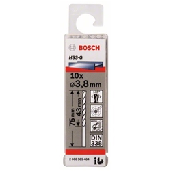 Bosch Metallbohrer HSS-G, DIN 338, 3,8x43x75mm, 10er-Pack Nr. 2608585484