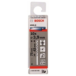 Bosch Metallbohrer HSS-G, DIN 338, 3,9x43x75mm, 10er-Pack Nr. 2608585485