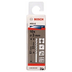 Bosch Metallbohrer HSS-G, DIN 338, 3x33x61mm, 10er-Pack Nr. 2608595055