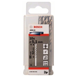 Bosch Metallbohrer HSS-G, DIN 338, 5,1x52x86mm, 10er-Pack Nr. 2608585491