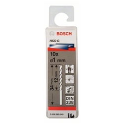 Bosch Metallbohrer HSS-G, DIN 338, 1,0x12x34mm, 10er-Pack Nr. 2608595049