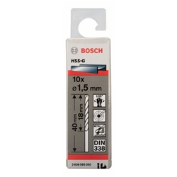 Bosch Metallbohrer HSS-G, DIN 338, 1,5x18x40mm, 10er-Pack Nr. 2608595050
