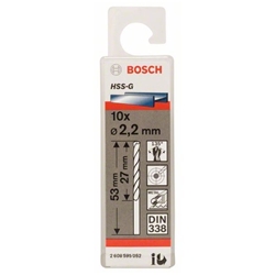 Bosch Metallbohrer HSS-G, DIN 338, 2,2x27x53mm, 10er-Pack Nr. 2608595052