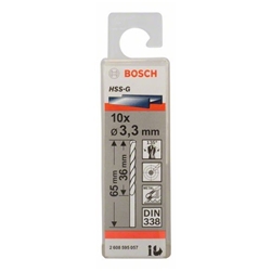 Bosch Metallbohrer HSS-G, DIN 338, 3,3x36x65mm, 10er-Pack Nr. 2608595057
