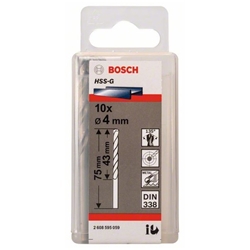 Bosch Metallbohrer HSS-G, DIN 338, 4,0x43x75mm, 10er-Pack Nr. 2608595059