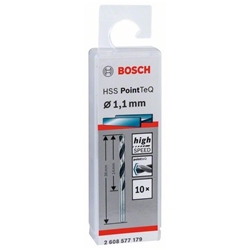 Bosch Metallspiralbohrer HSS PointTeQ, DIN 338, 1,1mm, 10er-Pack Nr. 2608577179