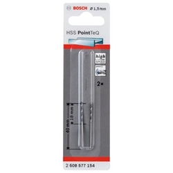 Bosch Metallspiralbohrer HSS PointTeQ, DIN 338, 1,5mm, 2er-Pack Nr. 2608577154