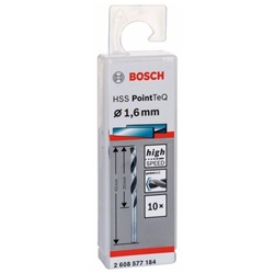 Bosch Metallspiralbohrer HSS PointTeQ, DIN 338, 1,6mm, 10er-Pack Nr. 2608577184