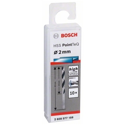 Bosch Metallspiralbohrer HSS PointTeQ, DIN 338, 2,0mm, 10er-Pack Nr. 2608577188