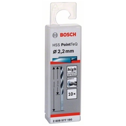 Bosch Metallspiralbohrer HSS PointTeQ, DIN 338, 2,2mm, 10er-Pack Nr. 2608577190