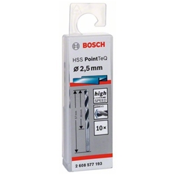 Bosch Metallspiralbohrer HSS PointTeQ, DIN 338, 2,5mm, 10er-Pack Nr. 2608577193