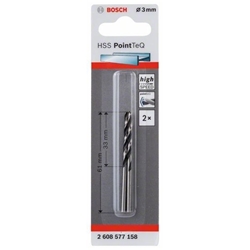 Bosch Metallspiralbohrer HSS PointTeQ, DIN 338, 3,0mm, 2er-Pack Nr. 2608577158