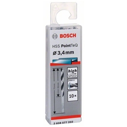 Bosch Metallspiralbohrer HSS PointTeQ, DIN 338, 3,4mm, 10er-Pack Nr. 2608577202