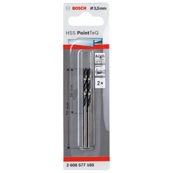Bosch Metallspiralbohrer HSS PointTeQ, DIN 338, 3,5mm, 2er-Pack Nr. 2608577160
