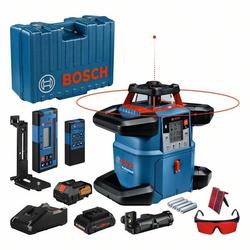 Bosch Rotationslaser GRL 600 CHV, mit Akku und Schnellladegerät, im Lieferumfang enthalten: Laser-Empfänger LR 60 Prof., Empfängerhalterung RB 60 Prof., Fernbedienung RC 6 Prof., 1 x Akku ProCORE18V 4.0Ah, Schnellladegerät GAL 18V-40 Prof., Akku-Adapter BA 1 Prof., Wandhalter WM 6 Prof., 4 x Batterie LR20 1,5V (D), 4 x 1,5 V-LR6-Batterie (AA), Laserzieltafel, Lasersichtbrille (rot), Handwerkerkoff