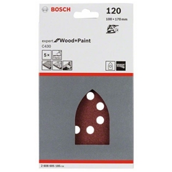 Bosch Schleifblatt C430, 100x170mm, 120, 8 Löcher, Klett, 5er-Pack Nr. 2608605185