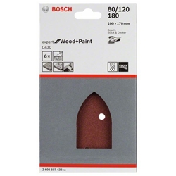 Bosch Schleifblatt C430, 100x170mm, 2x80, 2x120, 2x180, 4 Löcher, 6er-Pack Nr. 2608607432