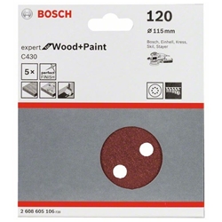 Bosch Schleifblatt C430, 115mm, 120, 8 Löcher, Klett, 5er-Pack Nr. 2608605106