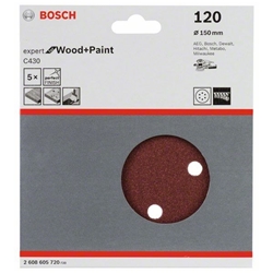Bosch Schleifblatt C430, 150mm, 120, 6 Löcher, Klett, 5er-Pack Nr. 2608605720
