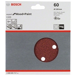 Bosch Schleifblatt C430, 150mm, 60, 6 Löcher, Klett, 5er-Pack Nr. 2608605717