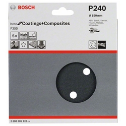 Bosch Schleifblatt F355, 150mm, 240, 6 Löcher, Klett, 5er-Pack Nr. 2608605128