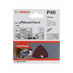 Bosch Schleifblatt F460 Best for Wood and Paint, 93mm, 40, 5er-Pack Nr. 2608621684