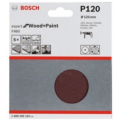 Bosch Schleifblatt-Set F460 EXPERT for Wood and Paint, 125mm, 120, 5er-Pack Nr. 1609200163