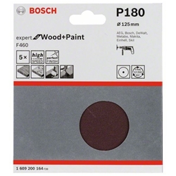 Bosch Schleifblatt-Set F460 EXPERT for Wood and Paint, 125mm, 180, 5er-Pack Nr. 1609200164