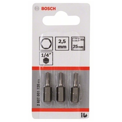 Bosch Schrauberbit Extra-Hart HEX 2,5, 25mm, 3er-Pack Nr. 2607001720