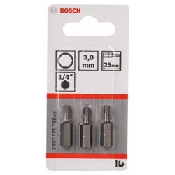 Bosch Schrauberbit Extra-Hart HEX 3, 25mm, 3er-Pack Nr. 2607001722