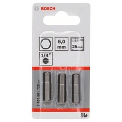 Bosch Schrauberbit Extra-Hart HEX 6, 25mm, 3er-Pack Nr. 2607001728