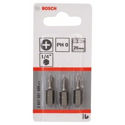 Bosch Schrauberbit Extra-Hart PH 0, 25mm, 3er-Pack Nr. 2607001506