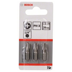 Bosch Schrauberbit Extra-Hart PH 3, 25mm, 3er-Pack Nr. 2607001515