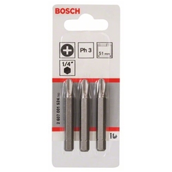 Bosch Schrauberbit Extra-Hart PH 3, 51mm, 3er-Pack Nr. 2607001524