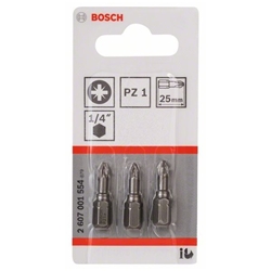 Bosch Schrauberbit Extra-Hart PZ 1, 25mm, 3er-Pack Nr. 2607001554