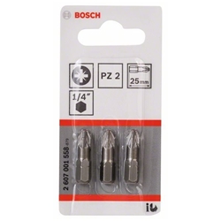Bosch Schrauberbit Extra-Hart PZ 2, 25mm, 3er-Pack Nr. 2607001558
