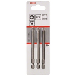 Bosch Schrauberbit Extra-Hart PZ 2, 89mm, 3er-Pack Nr. 2607001583