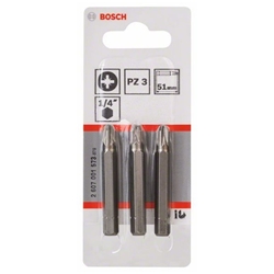 Bosch Schrauberbit Extra-Hart PZ 3, 51mm, 3er-Pack Nr. 2607001573