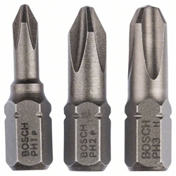 Bosch Schrauberbit-Set, Extra Hard, 3-tlg., PH1, PH2, PH3, 25mm Nr. 2607001752