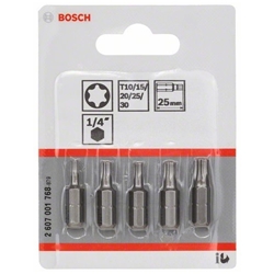 Bosch Schrauberbit-Set, Extra Hard, 5-tlg., T 10/15/20/25/30/25mm Nr. 2607001768