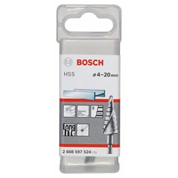 Bosch Stufenbohrer HSS, Sechskantschaft, 4-20mm, 1/4-Zoll, 70,5mm, 9 Stufen Nr. 2608597524