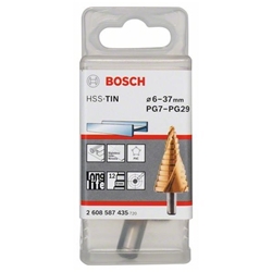 Bosch Stufenbohrer HSS-TiN, für Kabelverschraubung, 6-37mm, 10mm, 93mm, 12 Stufen Nr. 2608587435