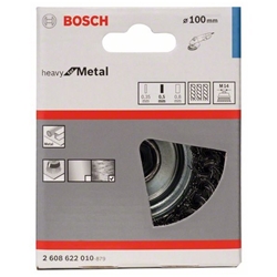 Bosch Topfbürste 100mm, Drahtstärke 0,5mm, M14, gezopfter Stahldraht Nr. 2608622010