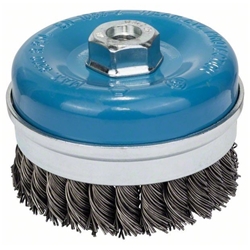 Bosch Topfbürste 100mm, Drahtstärke 0,8mm, M14, gezopfter Stahldraht Nr. 1608614002