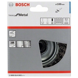 Bosch Topfbürste 100mm, Drahtstärke 0,8mm, M14, gezopfter Stahldraht Nr. 1608614002