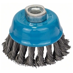 Bosch Topfbürste 75mm, Drahtstärke 0,5mm, M14, gezopfter Stahldraht Nr. 1608622029