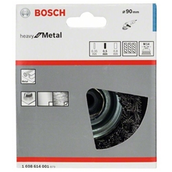 Bosch Topfbürste 90mm, Drahtstärke 0,5mm, M14, gezopfter Stahldraht Nr. 1608614001