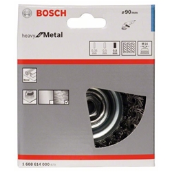 Bosch Topfbürste 90mm, Drahtstärke 0,8mm, M14, gezopfter Stahldraht Nr. 1608614000