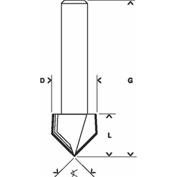 Bosch V-Nutfräser, 1/4-Zoll, D1 6,3mm, L 9,2mm, G 45mm, 90° Nr. 2608628630